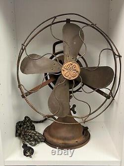 VENTILATEUR ÉLECTRIQUE VINTAGE GE GENERAL 12 AVEC GRILLE DE LAME NON TESTÉ