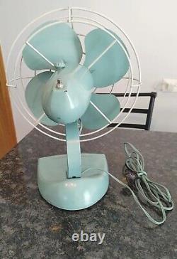 VENTILATEUR OSCILLANT À 2 VITESSES GENERAL ELECTRIC F15S125 VERT BLEU TEAL ANNÉES 1950