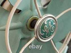 VENTILATEUR OSCILLANT À 2 VITESSES GENERAL ELECTRIC F15S125 VERT BLEU TEAL ANNÉES 1950