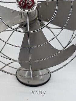 VTG GE General Electric Ventilateur Métallique à 4 Lames Art Déco MCM Fonctionne