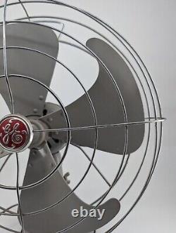 VTG GE General Electric Ventilateur Métallique à 4 Lames Art Déco MCM Fonctionne