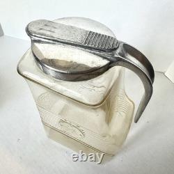 Vase à eau en verre clair General Electric GE avec couvercle argenté RARE