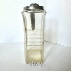 Vase à eau en verre clair General Electric GE avec couvercle argenté RARE