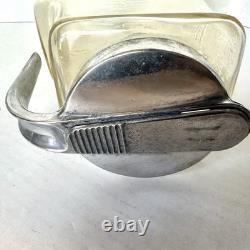 Vase à eau en verre clair General Electric GE avec couvercle argenté RARE
