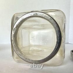 Vase à eau en verre clair General Electric GE avec couvercle argenté RARE