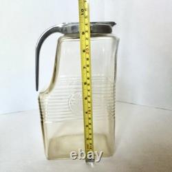 Vase à eau en verre clair General Electric GE avec couvercle argenté RARE