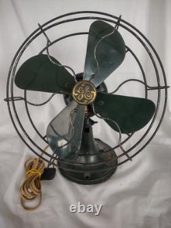 Ventilateur GE des années 1930, vert militaire, montable