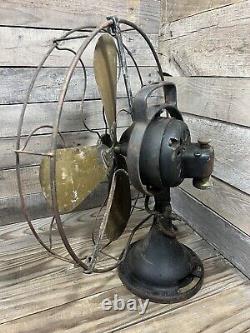 Ventilateur à 16 pales en laiton Antique GE No. 75425 Tel quel! Pour pièces! Restaurer