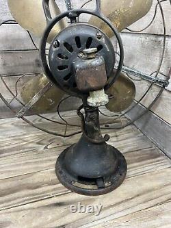 Ventilateur à 16 pales en laiton Antique GE No. 75425 Tel quel! Pour pièces! Restaurer