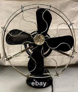 Ventilateur antique GE GENERAL ELECTRIC 17 CAGE EN LAITON Testé Fonctionne