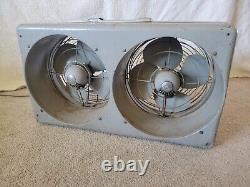 Ventilateur antique vintage à double ventilateur General Electric GE en métal intégral