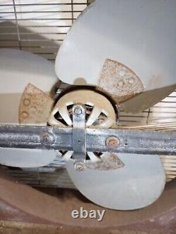Ventilateur de boîte en métal vintage GE General Electric à 3 vitesses avec thermostat à cadran automatique