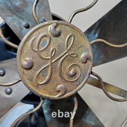 Ventilateur de bureau Vintage General Electric 12 Lames en Laiton 3 Vitesses. #509803 FONCTIONNE