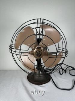 Ventilateur de bureau en métal Vortalex General Electric vintage à 3 vitesses oscillant FONCTIONNEL USA