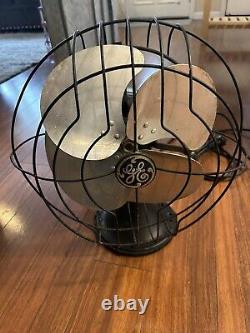 Ventilateur de bureau oscillant GE 12 General Electric des années 1930 Modèle 49X491 3 vitesses