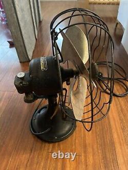 Ventilateur de bureau oscillant GE 12 General Electric des années 1930 Modèle 49X491 3 vitesses