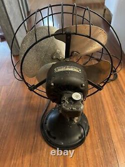Ventilateur de bureau oscillant GE 12 General Electric des années 1930 Modèle 49X491 3 vitesses