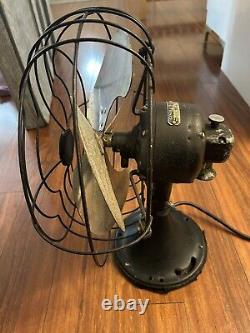 Ventilateur de bureau oscillant GE 12 General Electric des années 1930 Modèle 49X491 3 vitesses