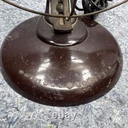 Ventilateur de bureau vintage GE General Electric 9,5 FM8S31 à hélice en laiton testé et fonctionnel
