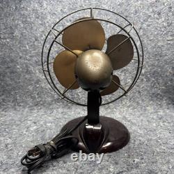 Ventilateur de bureau vintage GE General Electric 9,5 FM8S31 à hélice en laiton testé et fonctionnel