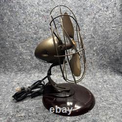 Ventilateur de bureau vintage GE General Electric 9,5 FM8S31 à hélice en laiton testé et fonctionnel