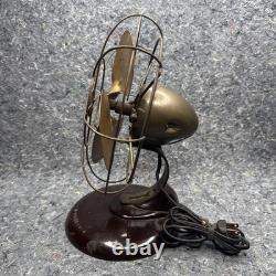 Ventilateur de bureau vintage GE General Electric 9,5 FM8S31 à hélice en laiton testé et fonctionnel