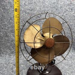 Ventilateur de bureau vintage GE General Electric 9,5 FM8S31 à hélice en laiton testé et fonctionnel