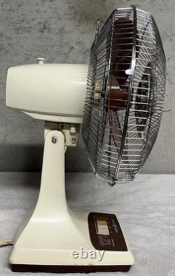 Ventilateur de bureau vintage General Electric oscillant 3 vitesses 12 beige ambre F1-OF-12A