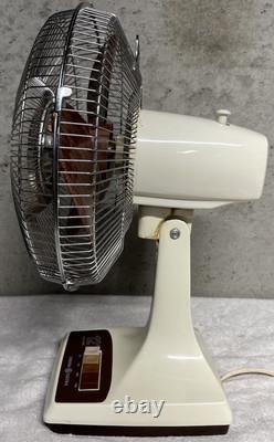 Ventilateur de bureau vintage General Electric oscillant 3 vitesses 12 beige ambre F1-OF-12A