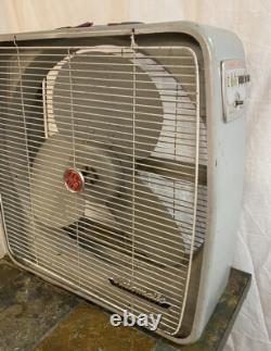 Ventilateur de sol vintage General Electric Art déco GE avec thermostat automatique intérieur/extérieur FONCTIONNE