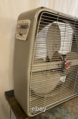 Ventilateur de sol vintage General Electric Art déco GE avec thermostat automatique intérieur/extérieur FONCTIONNE
