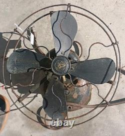 Ventilateur en laiton General Electric Whiz antique à vitesse unique, pales de 4,5 pouces, fonctionne, Art Déco