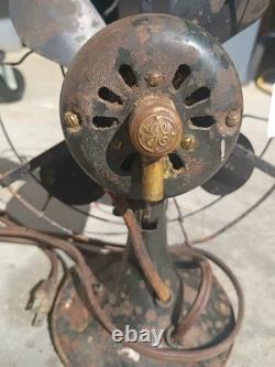 Ventilateur en laiton General Electric Whiz antique à vitesse unique, pales de 4,5 pouces, fonctionne, Art Déco