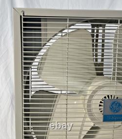 Ventilateur en métal General Electric vintage 3 vitesses MCM beige et blanc fonctionne