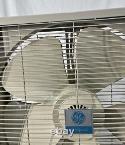 Ventilateur en métal General Electric vintage 3 vitesses MCM beige et blanc fonctionne