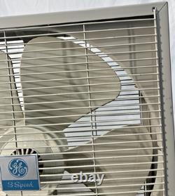 Ventilateur en métal General Electric vintage 3 vitesses MCM beige et blanc fonctionne