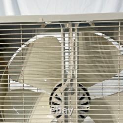 Ventilateur en métal General Electric vintage 3 vitesses MCM beige et blanc fonctionne