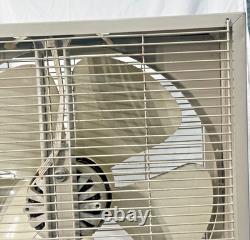 Ventilateur en métal General Electric vintage 3 vitesses MCM beige et blanc fonctionne