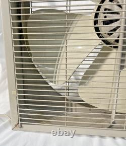Ventilateur en métal General Electric vintage 3 vitesses MCM beige et blanc fonctionne
