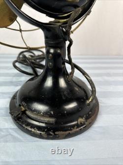 Ventilateur en métal antique GE en laiton à 4 pales et 3 vitesses General Electric EN BON ÉTAT Vintage