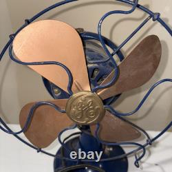 Ventilateur industriel en laiton GE General Electric antique avec cage en laiton vintage