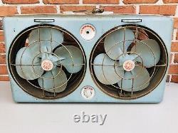 Ventilateur industriel en métal double boîte General Electric vintage tel quel