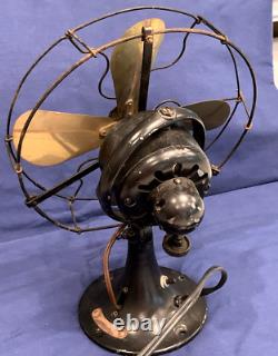 Ventilateur oscillant General Electric Whiz 9 pouces, lames en laiton, fonctionne ! VOIR LA VIDÉO