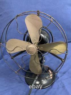 Ventilateur oscillant General Electric Whiz 9 pouces, lames en laiton, fonctionne ! VOIR LA VIDÉO