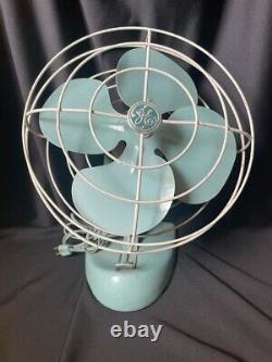 Ventilateur oscillant VTG GE GENERAL ELECTRIC F18S125 RARE VERT TEAL FONCTIONNE