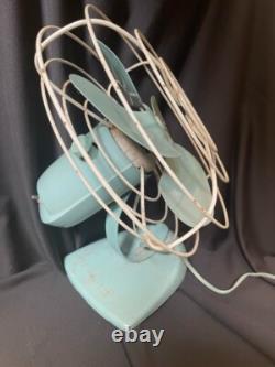 Ventilateur oscillant VTG GE GENERAL ELECTRIC F18S125 RARE VERT TEAL FONCTIONNE