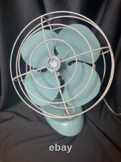 Ventilateur oscillant VTG GE GENERAL ELECTRIC F18S125 RARE VERT TEAL FONCTIONNE