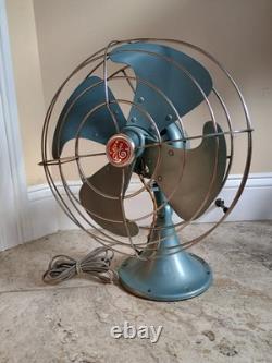 Ventilateur oscillant vintage GE General Electric F12V43 industriel vert