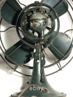 Ventilateur oscillant vintage GE General Electric petite taille cage en fil OD vert fonctionne