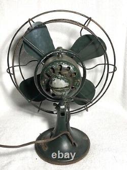Ventilateur oscillant vintage GE General Electric petite taille cage en fil OD vert fonctionne